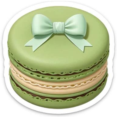 sage green macaron with white bow sticker
