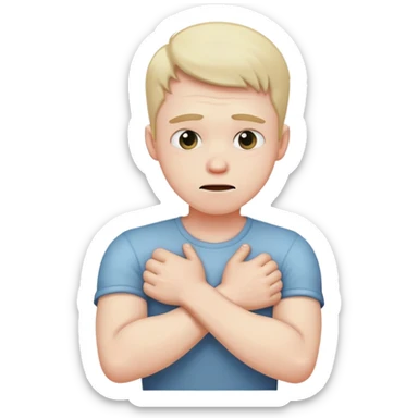 guy with arms crossed choking himself sticker