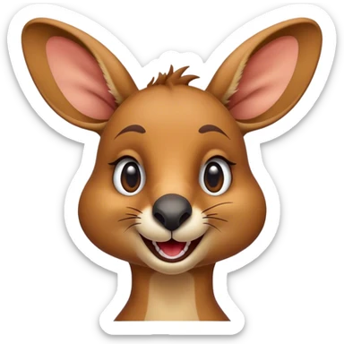 Cinematic Realistic Comical Kangaroo Portrait Emoji, Head tilted dramatically with an exaggeratedly amused expression, featuring a striking, richly textured tawny coat with bold natural markings and wide, expressive eyes full of playful disbelief, rendered with lifelike precision and dynamic natural light, high shine, dramatic yet playful, styled with an air of cheeky outback mischief, soft glowing outline, capturing the essence of a spirited and over‐the‐top kangaroo that looks ready to bound its way into viral fame! sticker