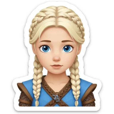 Viking platinum blonde girl with braid and blue eyes. sticker