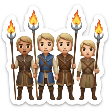 les villageois qui certains ont des fourches + torches (pas des fourches enflammer!) sapé en moyen age sticker