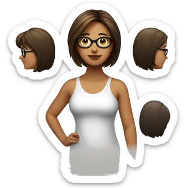 une fille avec les cheveux brun vers l'arriere et avec des lunette ronde noir sticker