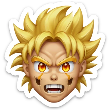 A super Saiyan Goku skull head emoji sticker