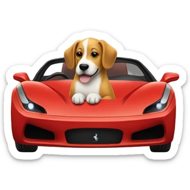 Dog driving a Ferrari  sticker