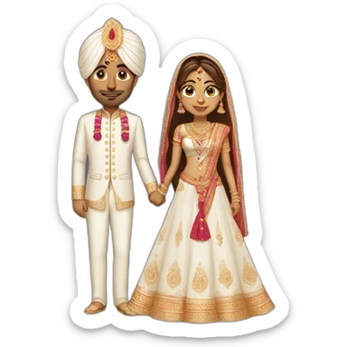 indian bride and tall groom sticker