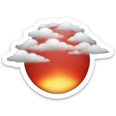 cloudy red sun sticker