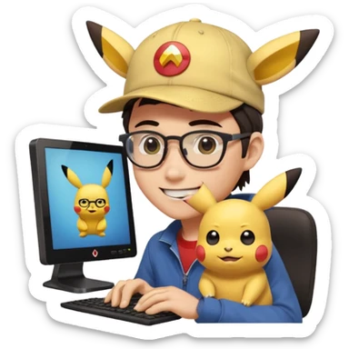 gere emoji do Ash Ketchum o personagem de Pokemon de tiferentes tipos se basenado no do whatsapp mais com um toque de programdador  sticker