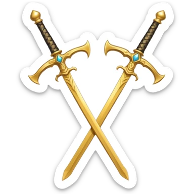 Two Golden royal swords with gold blades and gold handel sticker