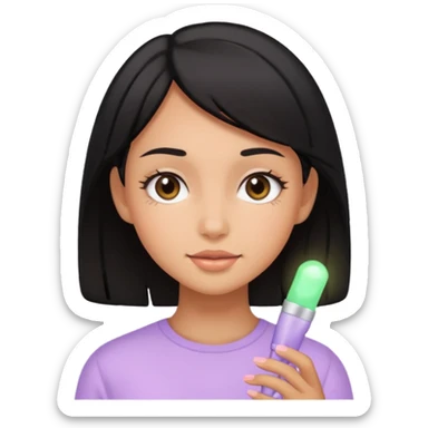 tan girl black hair cute pastel colors skin care sticker