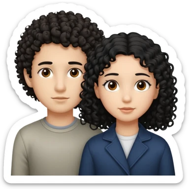 Un garçon cheveux boucle et yeux marron clair et une fille cheveux noir lisse côte à cote  sticker
