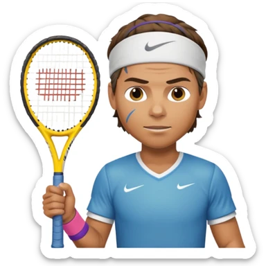 rafael nadal half body with head band,half body, tennis racket sticker