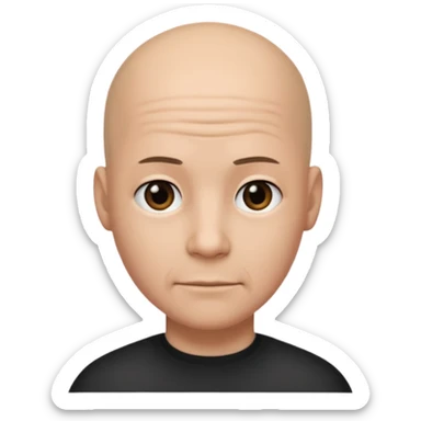 Bald head with a strand of hair sticking up sticker