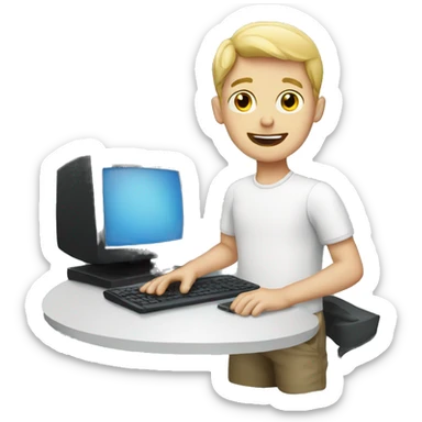 white boy with computer  sticker