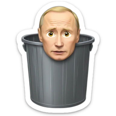 Putin in rubbish bin sticker