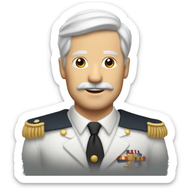 white man with a short moustache raising his hand and hes a captain sticker