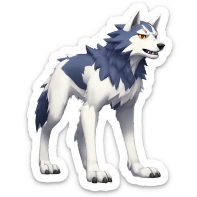 Edgy Colorful Digimon-Fakemon-Wolf full body sticker