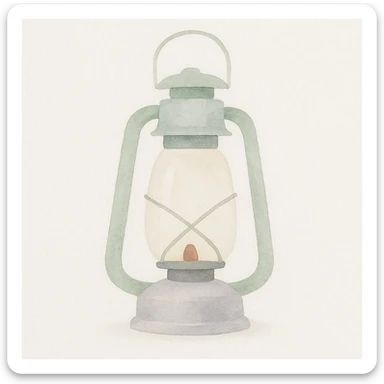 vintage watercolor illustration classic lantern sticker