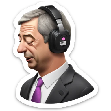 Nigel Farage listening to music with eyes closed  sticker