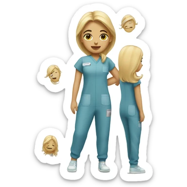 Girl with blonde hair full body wear scrubs sticker