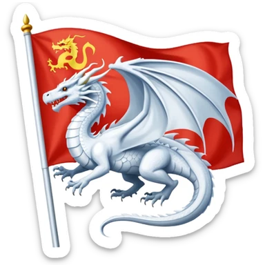Create a flag with a red background and a white dragon like the red dragon of the welsh flag sticker