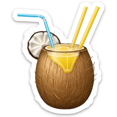 hawaii coconut drink with lemon sticker