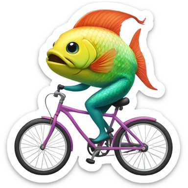 Female fish traveling on a bicycle sticker