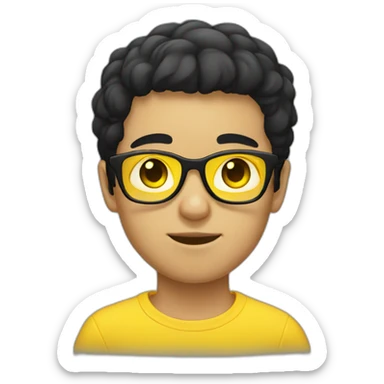 boy with yellow tinted glasses and combed black hair  sticker