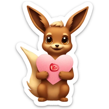 Eevee holding a valentine sticker