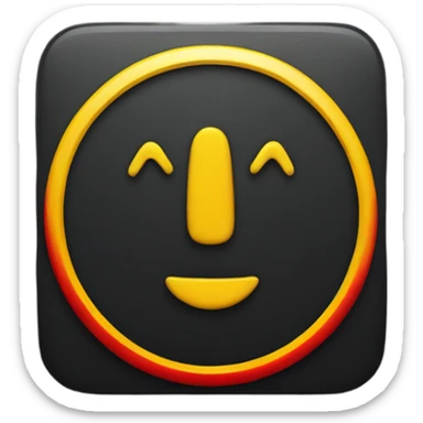 A black and red rectangle with a medium sized yellow circle in the middle sticker