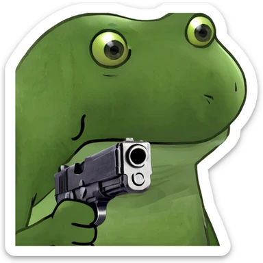 holding a gun sticker