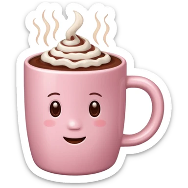 Light pink cup with hot chocolate in it sticker