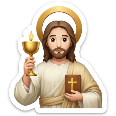 Jesus holding the Eucharist and chalice, celebrating mass sticker