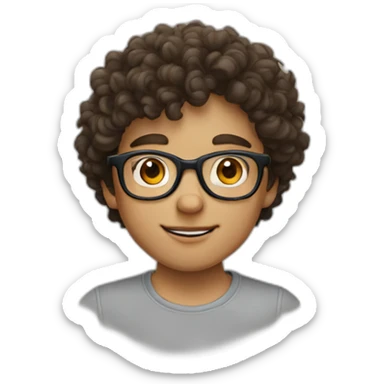 Brunnette curly boy with round glasses sticker
