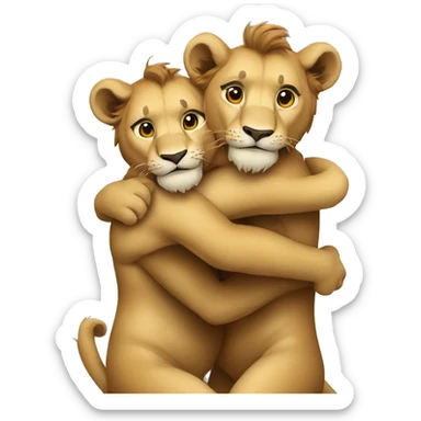 lions hug sticker