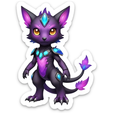 Cute cool colorful dark nebula fantasy-Fakemon-Digimon-animal-hybrid full body sticker
