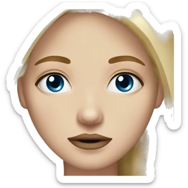 Dirty blonde girl with grown out brown roots black eye bags tired small blue eyes pale skin thin lips small nose straight hair  sticker