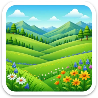 lush green meadow with wildflowers, no mountains in the background sticker