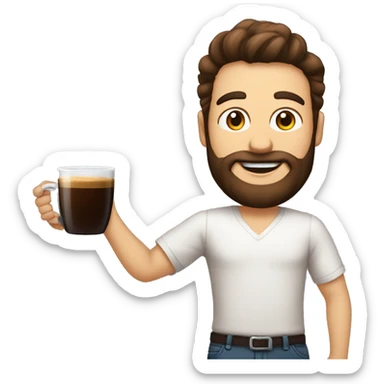 homem de pele branca com barba com  café sticker
