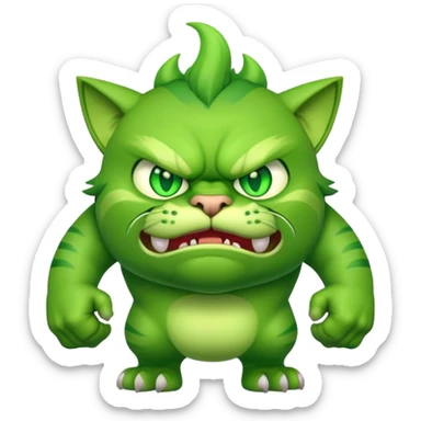 Green cat ogre sticker