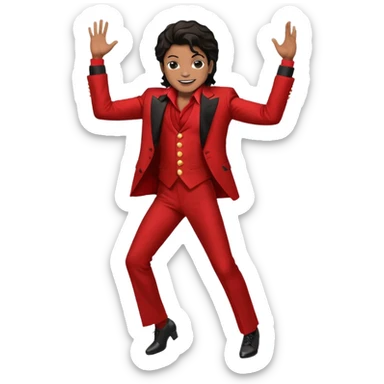 Maichel jackon bailando con un traje rojo y negro con pose en mano en los huevos sticker