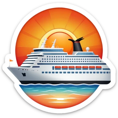 sun setting on a cruise ship sticker