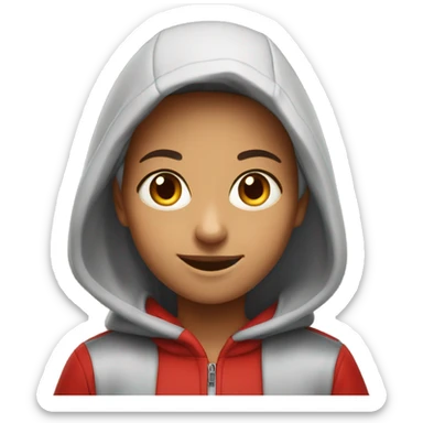 smiling girl in red hoodie sticker