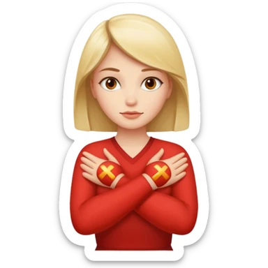 Woman Gesturing No, A woman with arms crossed forming an 'X' sticker