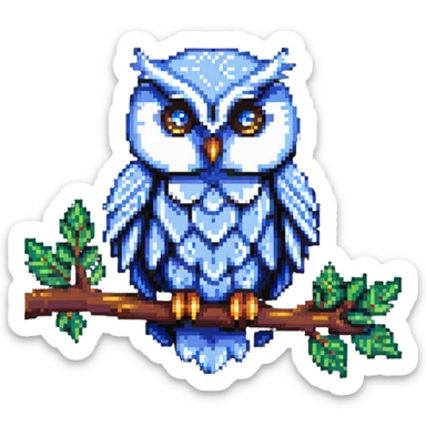 cute owl perched on a branch sticker