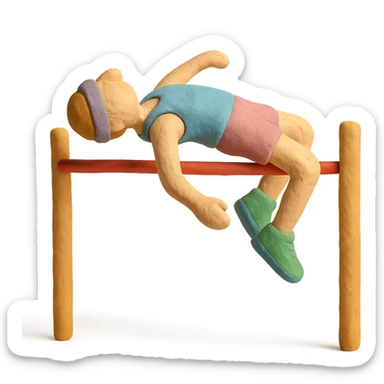 claymation style high jump athlete, pastel colors sticker