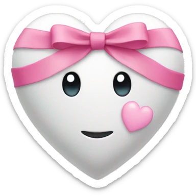 White heart with pink bow  sticker