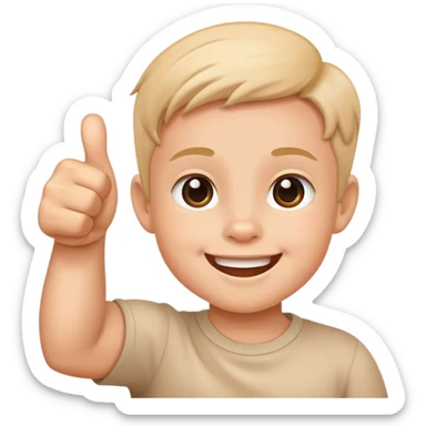 child giving a thumbs up after eating all their food, cheerful and cute sticker