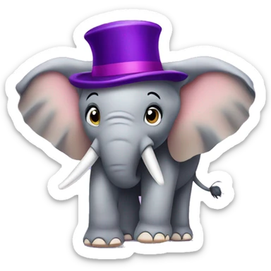 Elephant with a purple hat sticker