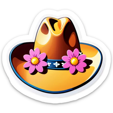 Cowgirl hat with flowers sticker