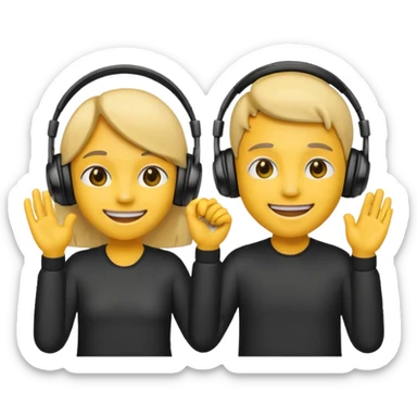 emoji with head phone holding both hands sticker